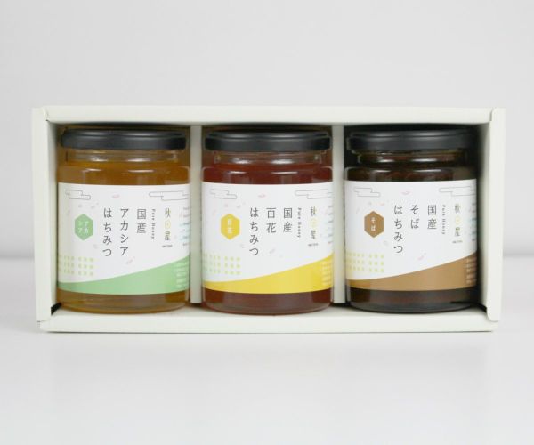 国産はちみつ ギフトセット(300g アカシア,百花,そば)
