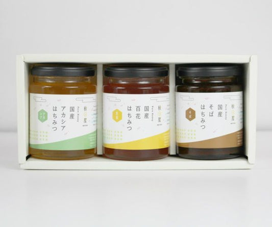 国産はちみつ ギフトセット(300g アカシア,百花,そば)