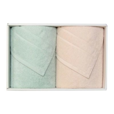 オーガニック120 フェイスタオルギフトセット(ミント・ライトピンク)