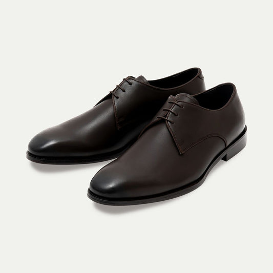 【撥水牛本革】ビジネスシューズ(プレーントゥ・外羽根式・レザーソール)