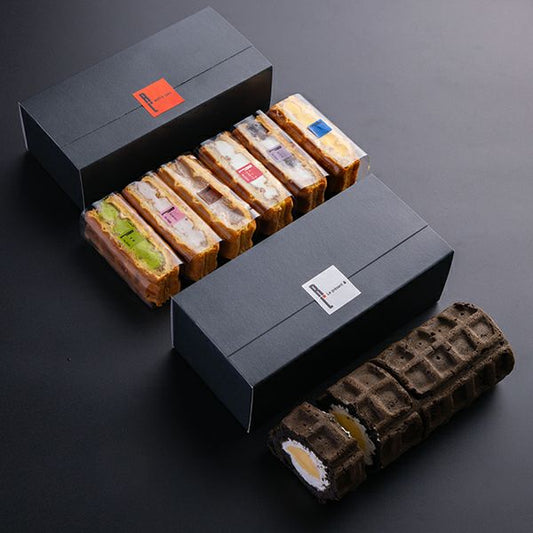 ワッフル6種+くるくるワッフル(大人のバニラカスタードロール)セット