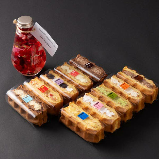 ハーバリウム&ワッフルケーキ10種セット(レッド)