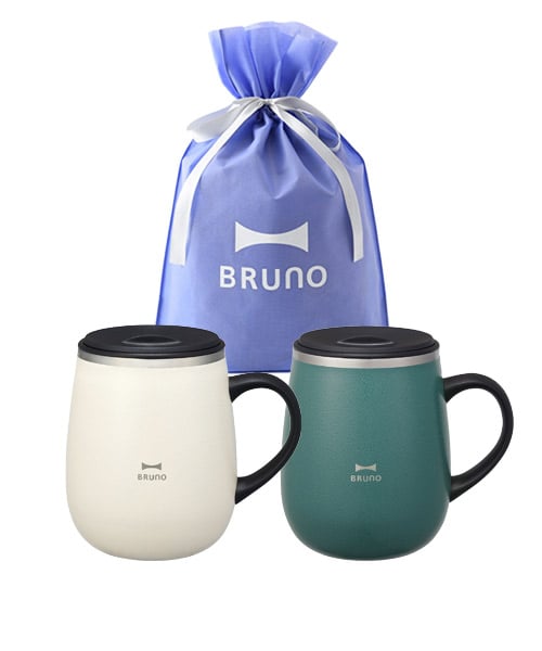 蓋つきステンレスマグ tall2個 ギフト巾着セット(アイボリー/ブルーグリーン)