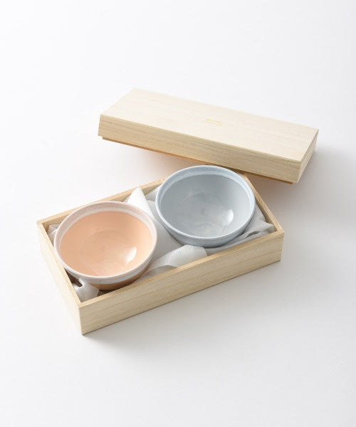 美濃焼ペアギフト 茶碗 ピンク×ブルー