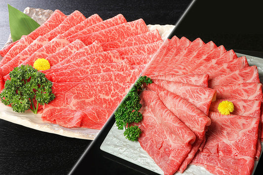 【ギフト】国産げんさん牛すき焼食べ比べ(霜降みすじ400g・究極の赤身400g)計800g