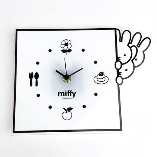 ミッフィー グッズ MIFFY インテリアクロック のぞき WH モノクロ 時計(PWOR)限定品
