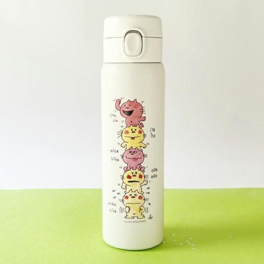 水森亜土 ワンプッシュボトル 480ml亜土ちゃん 保温 保冷 水筒 ステンレスボトル