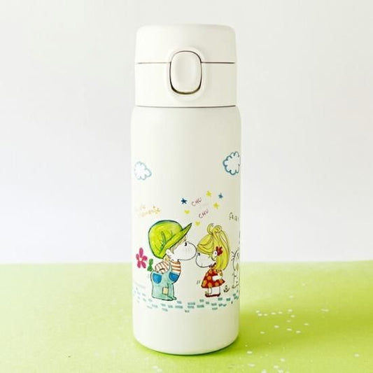 水森亜土 ワンプッシュボトル 350ml 亜土ちゃん 保温 保冷 水筒 ステンレスボトル