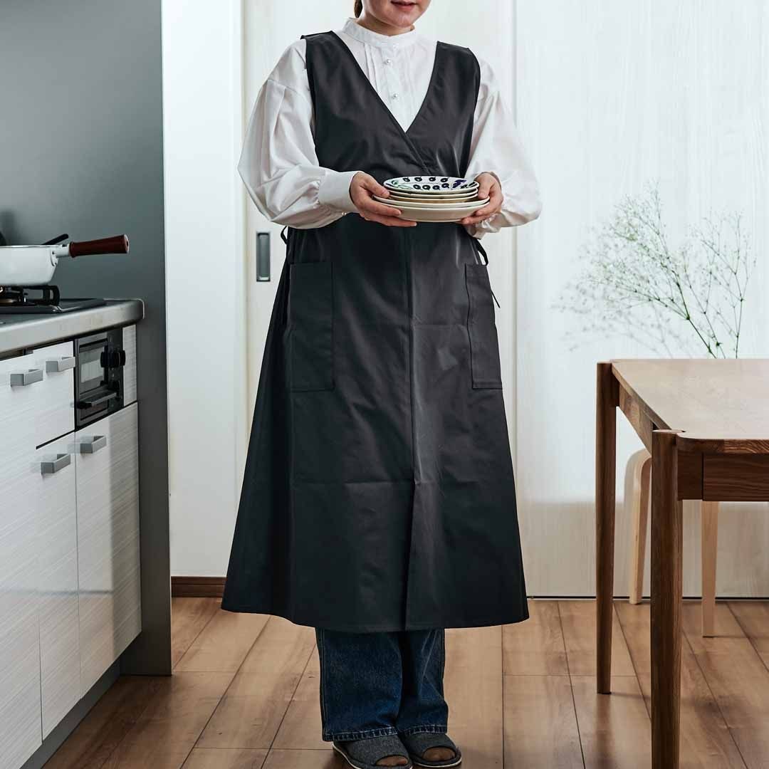 【kurasso】ワンピースのようなウエストギャザーエプロン