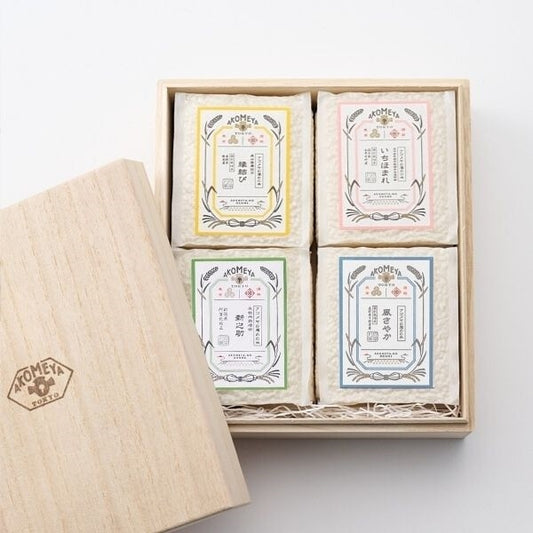 AKOMEYA TOKYO/ 令和6年度 謹製桐箱入り 4つの食味食べ比べセット【2合パック(白米)】