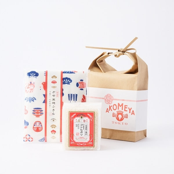AKOMEYA TOKYO/ 出雲國ご奉納コシヒカリ&かや生地ふきん(令和6年度産)