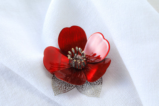 オリジナルブローチ『藪椿 YABU TSUBAKI』Red / White/Red