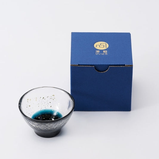 AKOMEYA TOKYO/ 津軽びいどろ 盃 金彩スモーク ボトムブルー