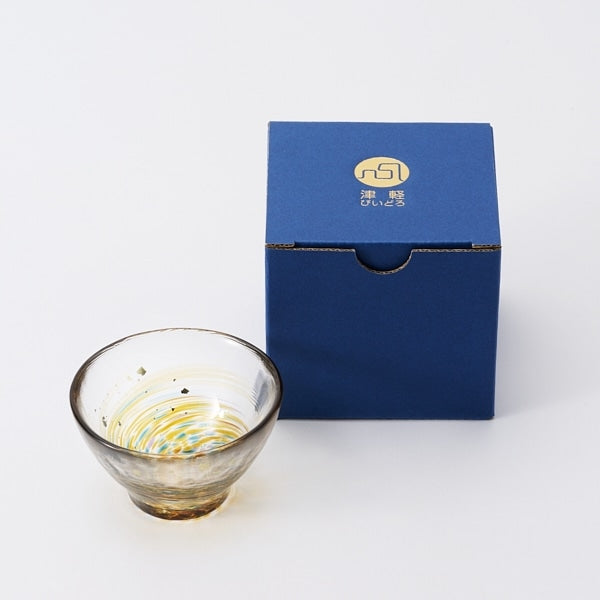 AKOMEYA TOKYO/ 津軽びいどろ 盃 金彩アンバー ブルー