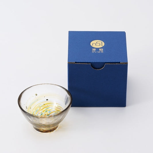 AKOMEYA TOKYO/ 津軽びいどろ 盃 金彩アンバー ブルー