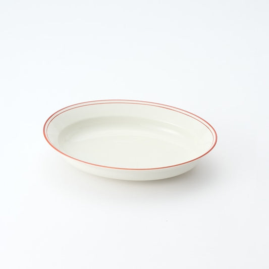 AKOMEYA TOKYO/ リムオーバル 深皿 アイボリー×レッド