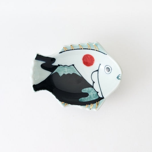 AKOMEYA TOKYO/ 有田焼 招福鯛豆皿 日の出富士