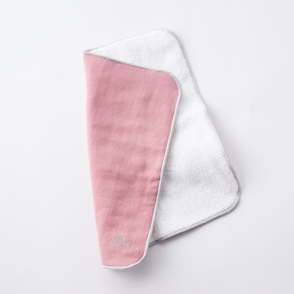 AKOMEYA TOKYO/ 釜もみガーゼパイルハンカチタオル ピンク×グレー