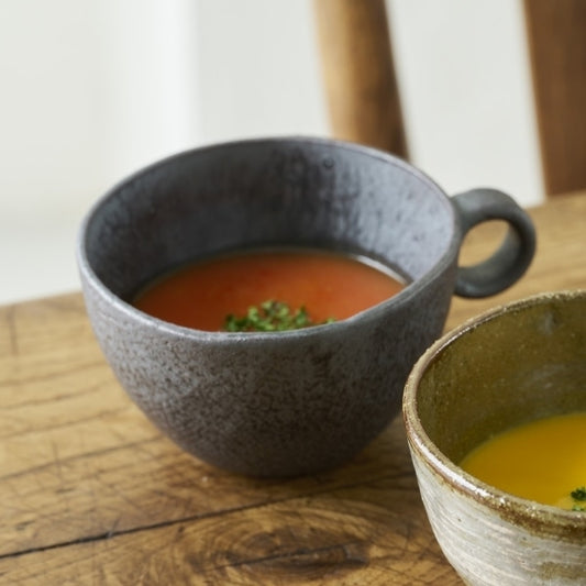 AKOMEYA TOKYO/ 信楽焼 スープマグ 黒銀彩