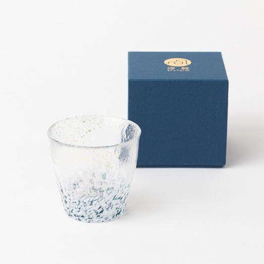AKOMEYA TOKYO/ 津軽びいどろ ロックグラス 金彩 オパール スモーク ブルー