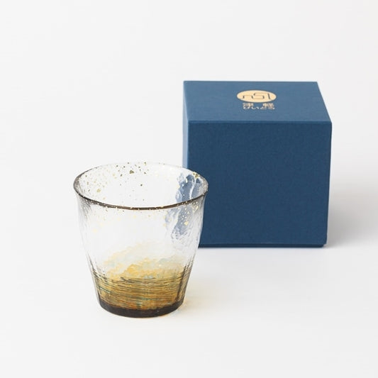 AKOMEYA TOKYO/ 津軽びいどろ ロックグラス 金彩 アンバー ブルー