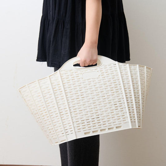 【清水産業】 折りたためるランドリーバスケット ラタン ミニ