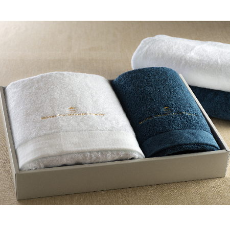 今治バスフェイスタオル/バス:ホワイト フェイス:ネイビー