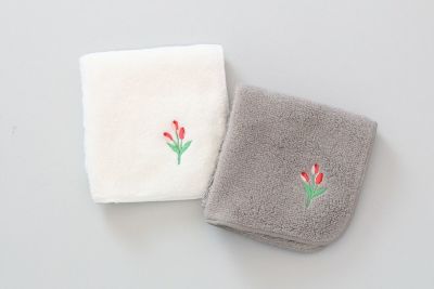 シーズン刺繍タオルハンカチ　チューリップ