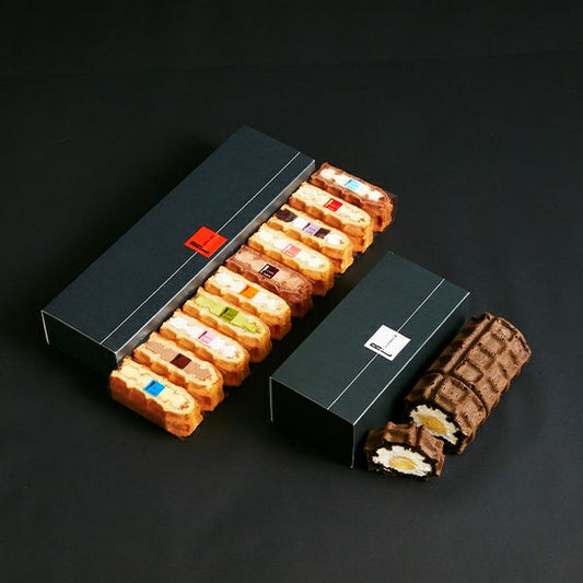 ワッフル10種+くるくるワッフル(大人のバニラカスタードロール)セット