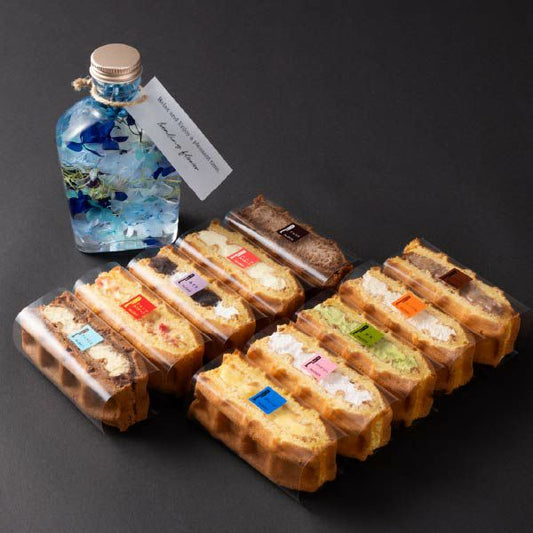 ハーバリウム＆ワッフルケーキ10種セット(ブルー)