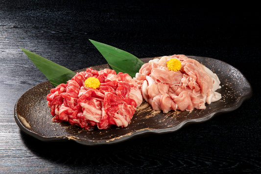 国産げんさん牛（赤身・バラ）・げんさん豚（モモ・ウデ） 切落しセット 各200g×2個入り