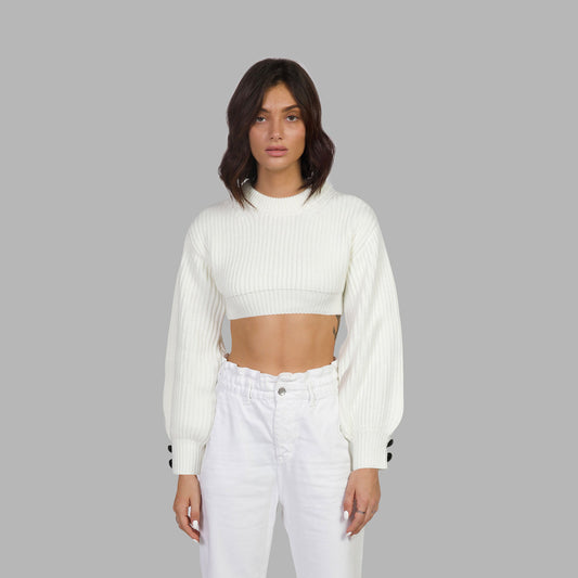 SUPER CROPPED SWEATER（white / XL）