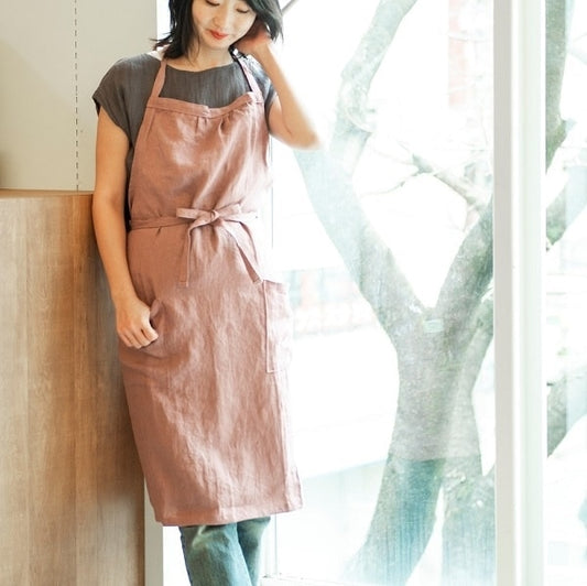 AKOMEYA TOKYO/ フレンチリネンエプロン ダークピンク