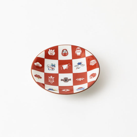 AKOMEYA TOKYO/ 九谷焼 豆皿 吉祥紋格子