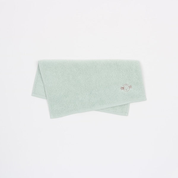 AKOMEYA TOKYO/ ふわふわ極甘刺繍ミニタオル 白緑