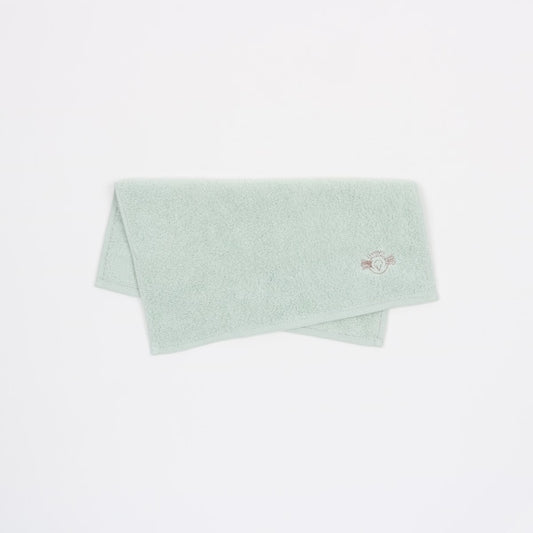 AKOMEYA TOKYO/ ふわふわ極甘刺繍ミニタオル 白緑