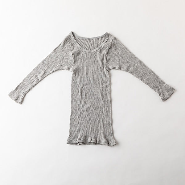 AKOMEYA TOKYO/ オーガニックコットンリブ ８分丈インナー グレー