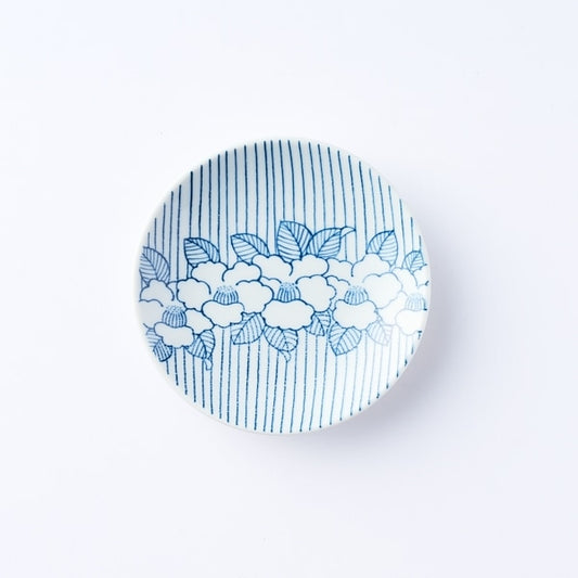 AKOMEYA TOKYO/ 鍋島小紋 染付小皿 椿絵