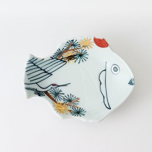 AKOMEYA TOKYO/ 有田焼 招福鯛小皿 鶴松