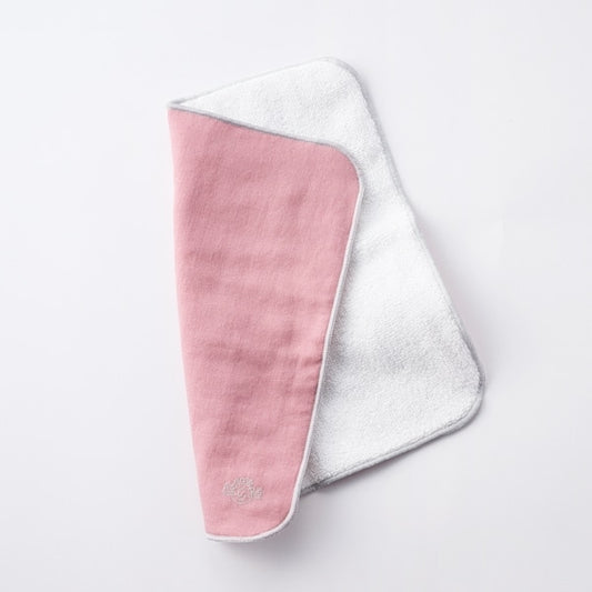 AKOMEYA TOKYO/ 釜もみガーゼパイルハンカチタオル ピンク×グレー
