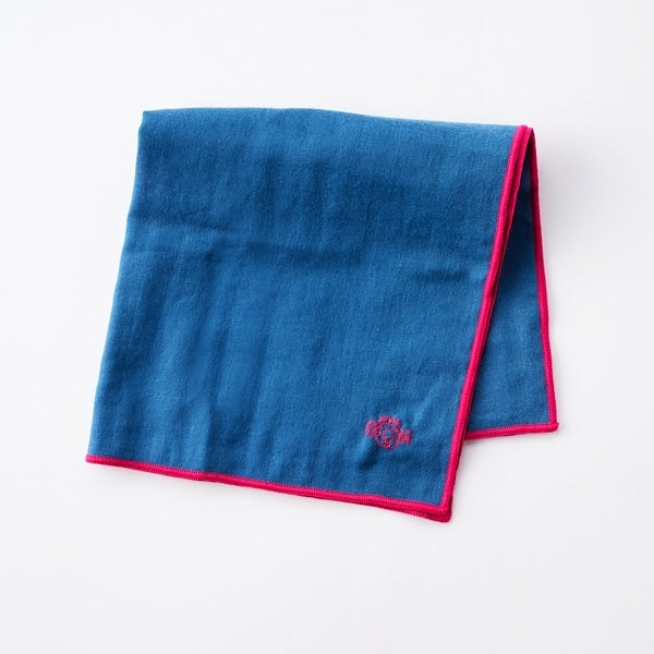 AKOMEYA TOKYO/ 釜もみガーゼハンカチ ネイビー×ダークピンク