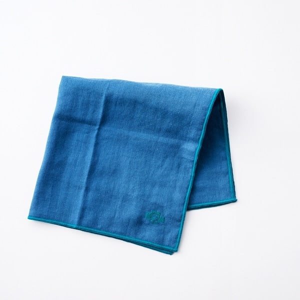 AKOMEYA TOKYO/ 釜もみガーゼハンカチ ネイビー×グリーン