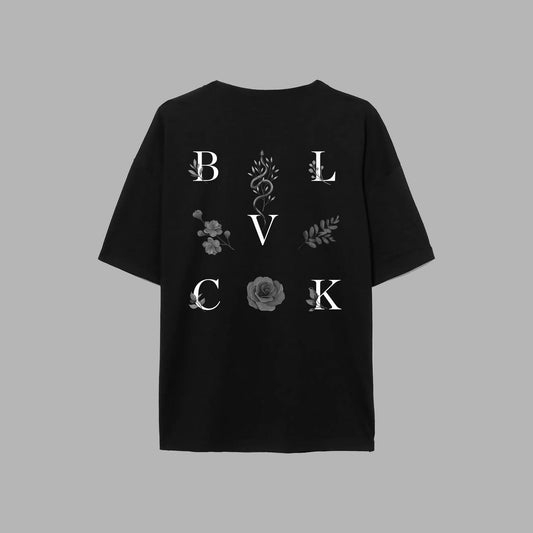 LOGO FLOWERS OVERSIZED TEE | COMBED COTTON（black / XL）