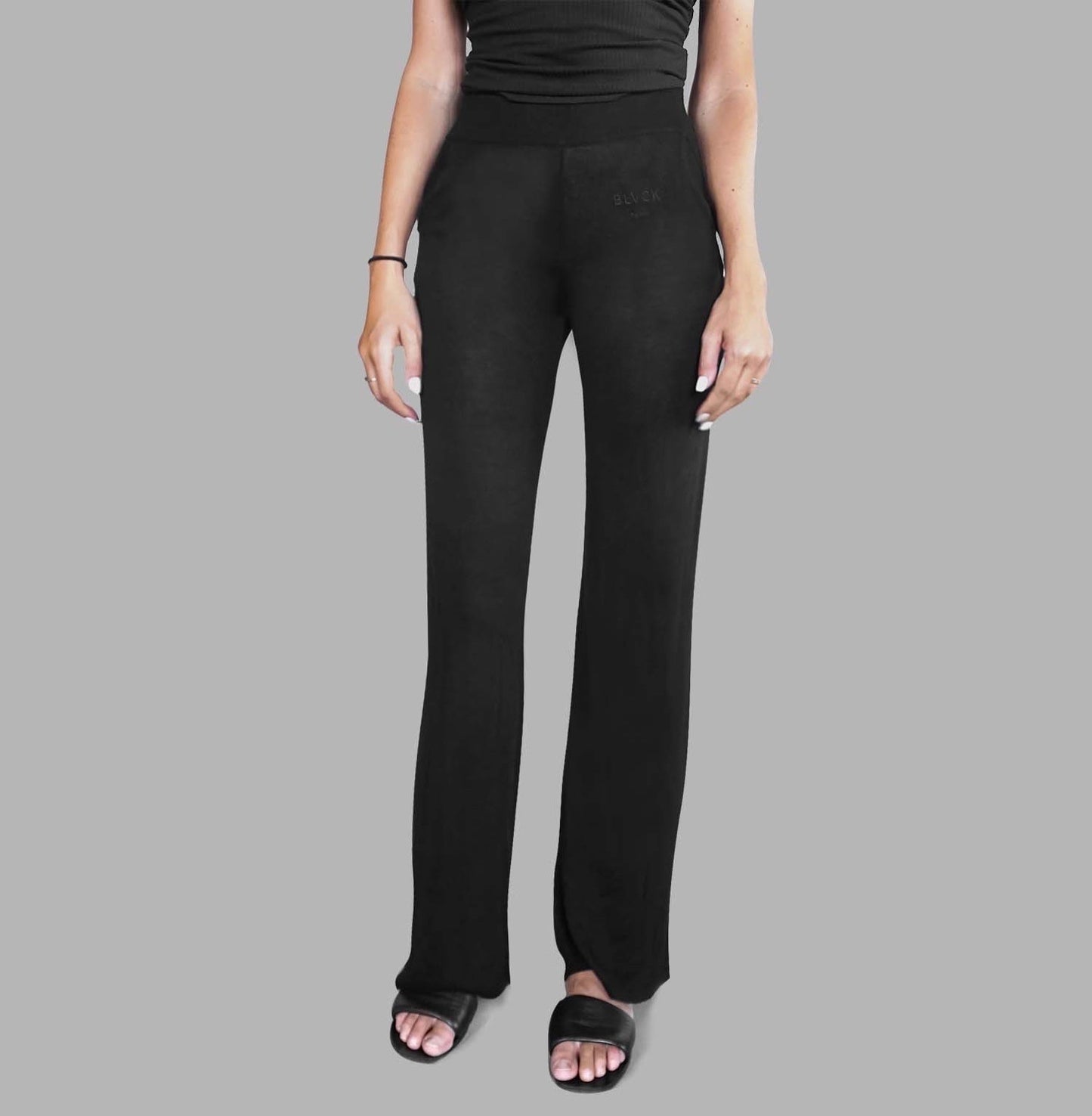 HIGH WAISTED WIDE PANTS | CASHMERE + WOOL（black / XL）